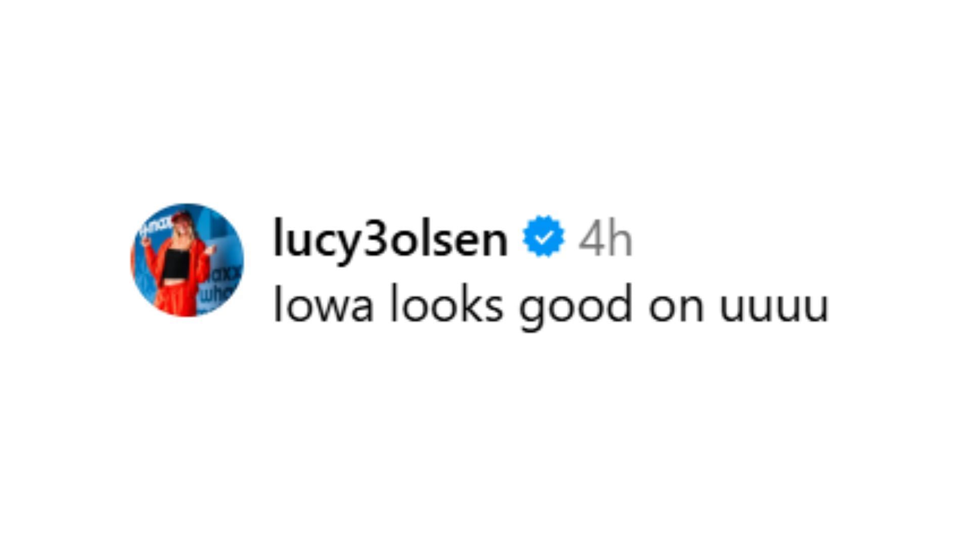 Lucy Olsen's reaction (Image Source: @addie.deal/Instagram)